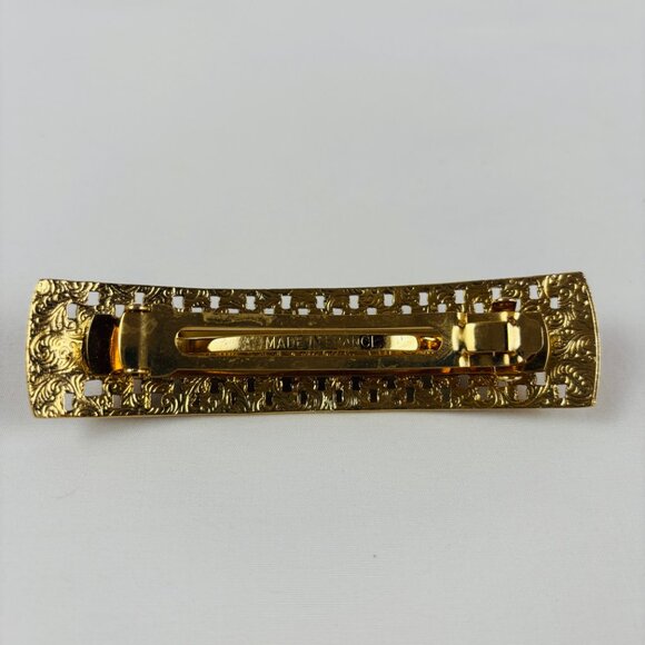 VTG Barrette Gold Tone Faux Pearls Rhinestones Hair Clasp France main image 4